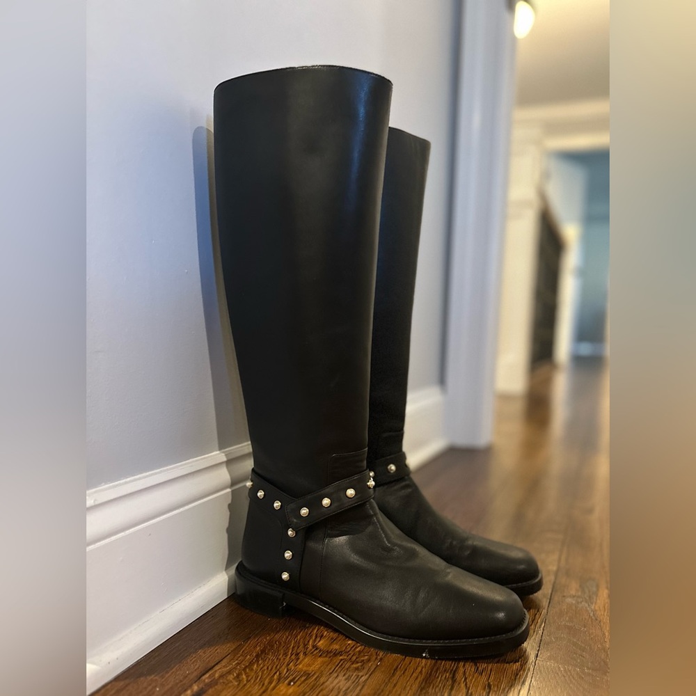 Stuart Weitzman Black Pearl Moto Boots
